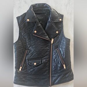 Marc New York Black Faux Leather Moto Vest w/ Rose Gold Accents